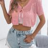 2026 Spring/Summer Women's Hollow Lace Short Sleeve Knitted Open Top S-XL