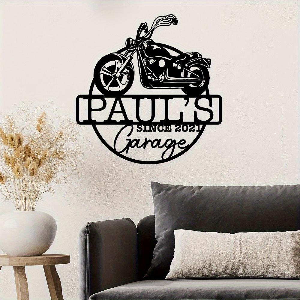 Retro Motorcycle Metal Wall Sign Personalized Garage Decor Art