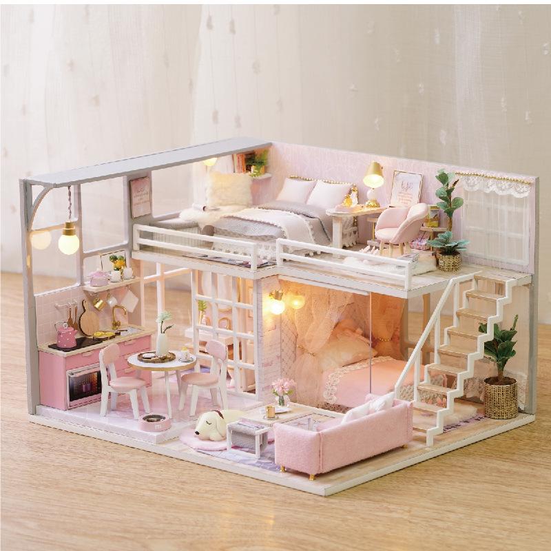 Zhi Qu Wu DIY Holzpuppenhausmodell – Kreatives handmontiertes Villenspielzeug, Perfektes Geburtstagsgeschenk für Freundin