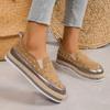 Fashion Fashion Metal Rivets Loafers Shoes for Women 2024 Autumn Crystals Sole Slip On Flats Woman Lightweight Non Slip Walking Shoes