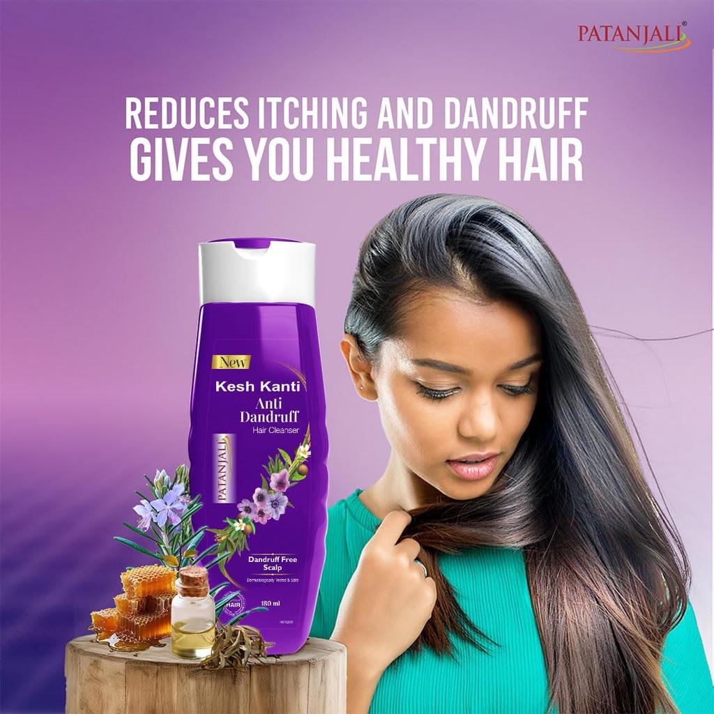 Patanjali Kesh Kanti Anti Dandruff Hair Cleanser 180 Ml Herbal Shampoo For Clean Scalp Smooth Shiny Hair All Types