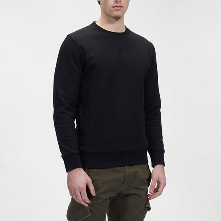 C.P. Company Solid Color Letter Print Crew Neck Long Sleeve Sweatshirt Unisex Sweatshirt Black 14CMSS085A005086W999