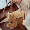 Bolso de Felpa de Nicho para Otoño e Invierno Bolso de Hombro Cruzado Retro de Lana de Cordero Bolso para Teléfono Móvil y Monedas