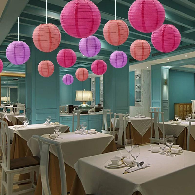 Multicolor Foldable Round Paper Lantern Balls Hanging Lampshade Decor for Wedding Baby Shower Christmas Holiday Party Supplies