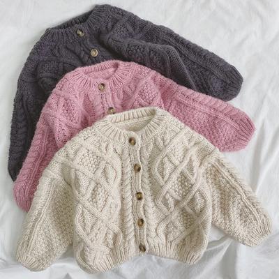 Kids Spring Knitwear Clothes Girls Solid Single Breast Sweater Brief Style Boys Cardigan Korean Style Twist Knitted Sweater