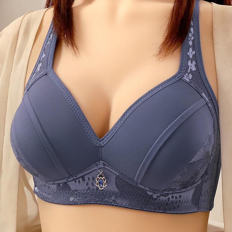 Beige Lace Plus Size Bra for Women Full Cup Support Wireless Lingerie