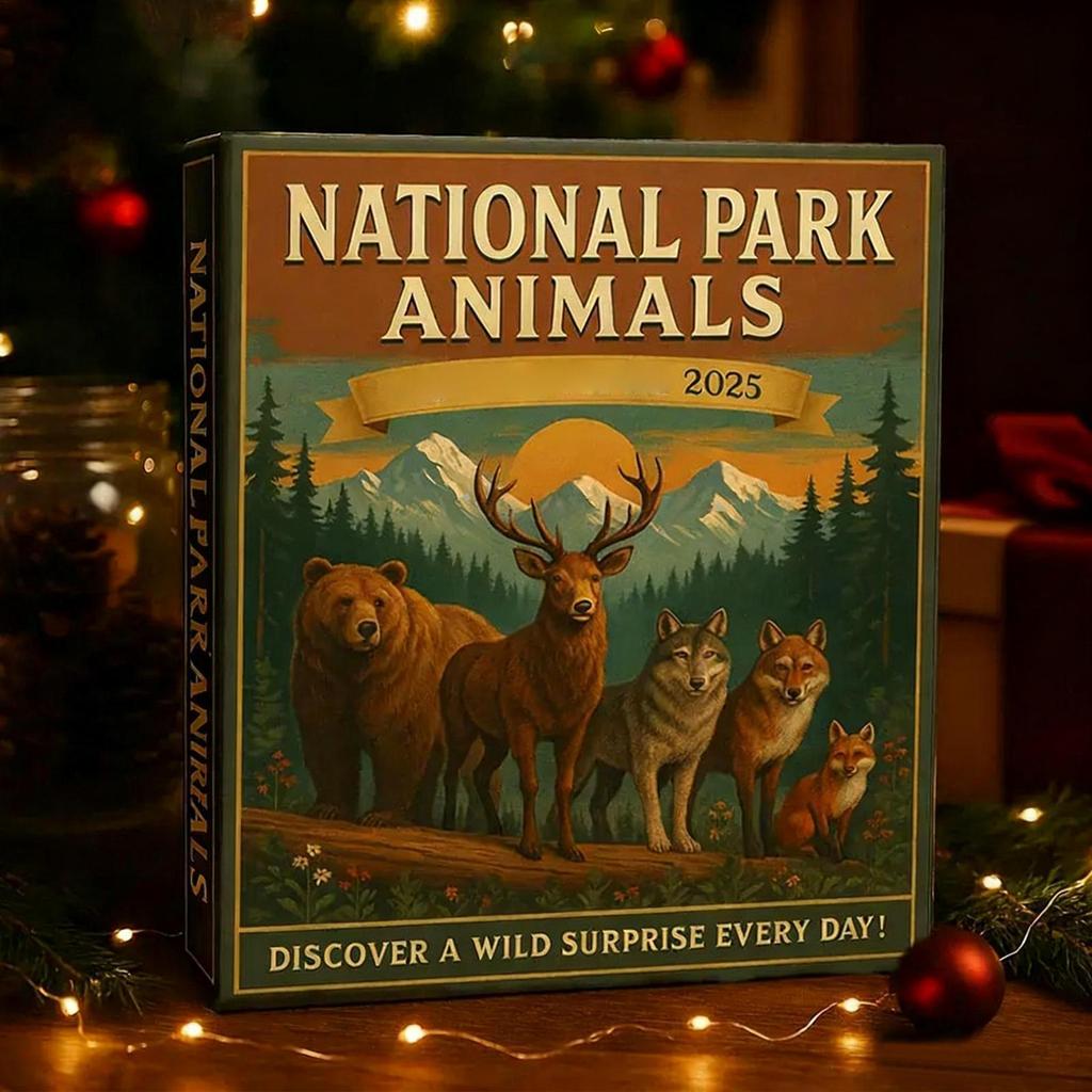 Christmas Countdown Calendar 2D Acrylic Ornament 24 Days National Park Animal Christmas Ornaments for Wall Seasonal Display