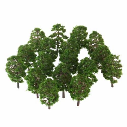 WINOMO Tree Models, Set of 20, Approx. 9cm (Dark Green), for Model Trains, Railways, Buildings, Miniature Gardens, Landscapes, and Educational Use