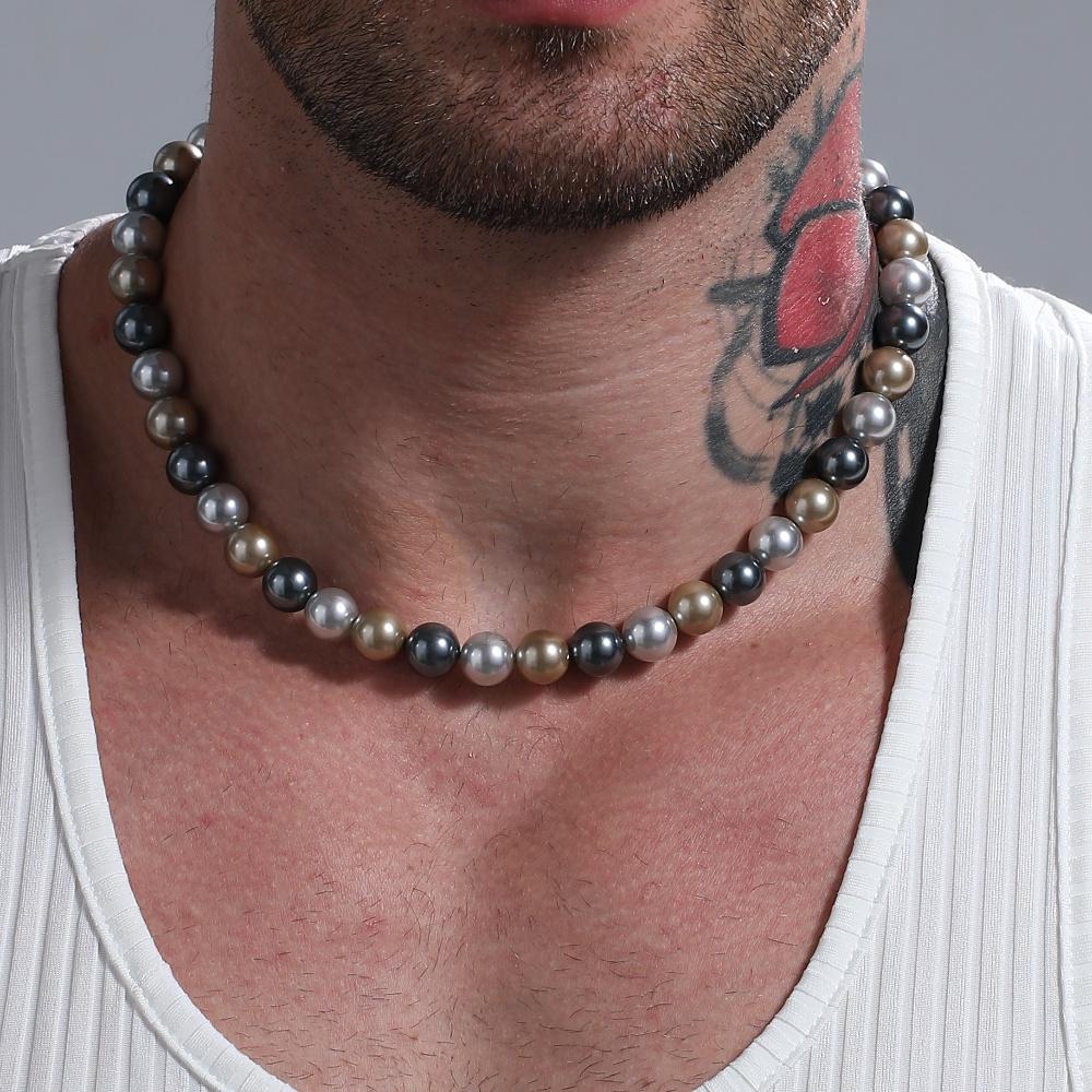Maillard Irregular Natural Stone Choker 18k Gold Color Stainless Steel Men Short Necklace French Retro Jewelry Accessories 39cm