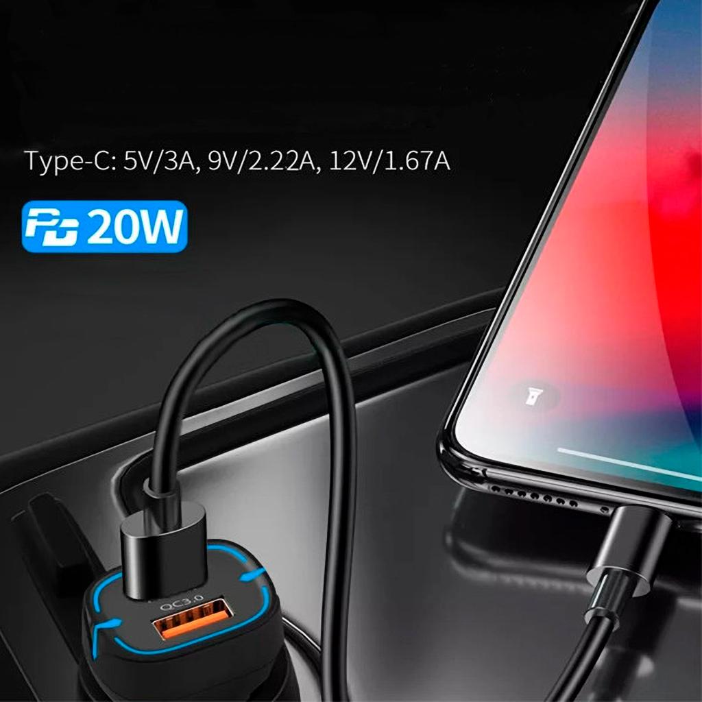 Car charger fast charging USB-A USB Type-C 38W