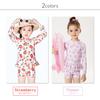 Kids Swimsuit for Long Sleeve Rash Swim Kids418 6T [Teddy] Girls, Separate, Children's Guard, Cap, 3-Piece Set, (Strawberry, (100cm), Numeric_100)