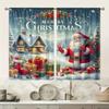 Set Of 2 Santa Claus Pattern Filtering Polyester Curtains Christmas Home Windows Classic Made
