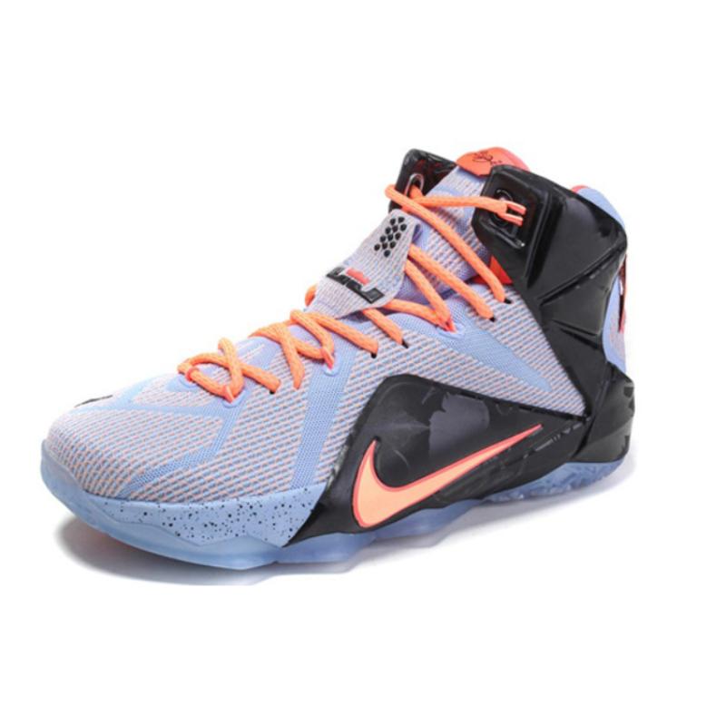 Nike Lebron 12 Easter Non-slip Lightweight Mid-Top Performance Basketball Shoes Men's Black Purple Sneakers 707781-488