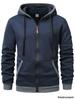 Men's Slim Fit Color Block Hooded Zip Sweatshirt Jacket for Spring/Autumn