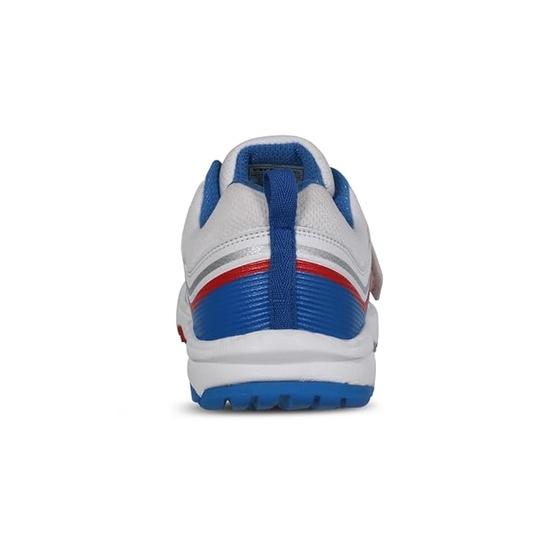 Vector X Striker Pro Cricket Shoe for Men with PU Upper/Sports Shoes/EVA Sockliner Sports Midfoot Support Strap Color: White-Blue-Red Size 8