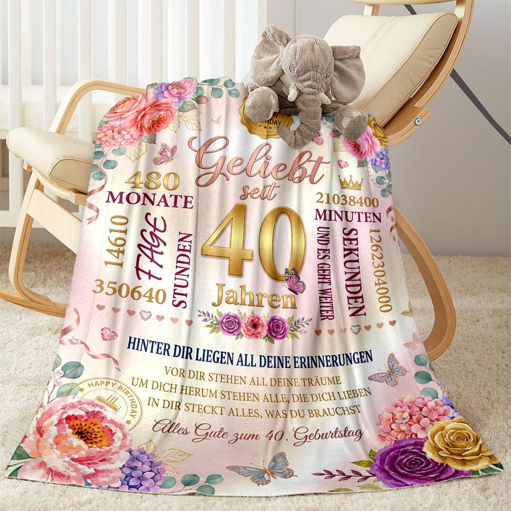 40th Birthday Celebration Flannel Blanket-Soft and Suitable for Sofas,Beds,Offices,Travel,All Seasons,Great Gift for Holidays and Birthdays.