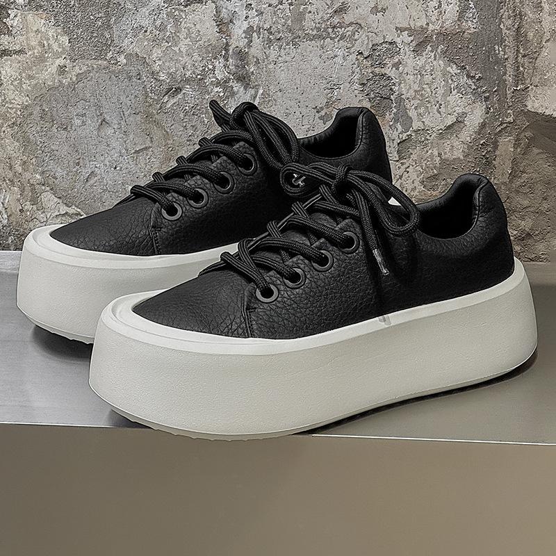 White Thick-Soled Men'S Niche Inner Height-Increasing Board Shoes Men'S Tide Shoes White Shoes Casual Shoes Muffin Shoes
