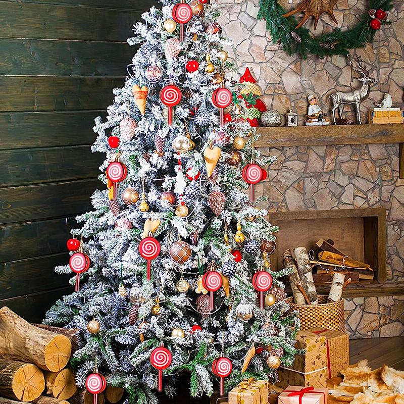 3/6Pcs/Pack Home Decoration New Year Plastic DIY Christmas High Quality Hanging Pendant Lollipop Gifts