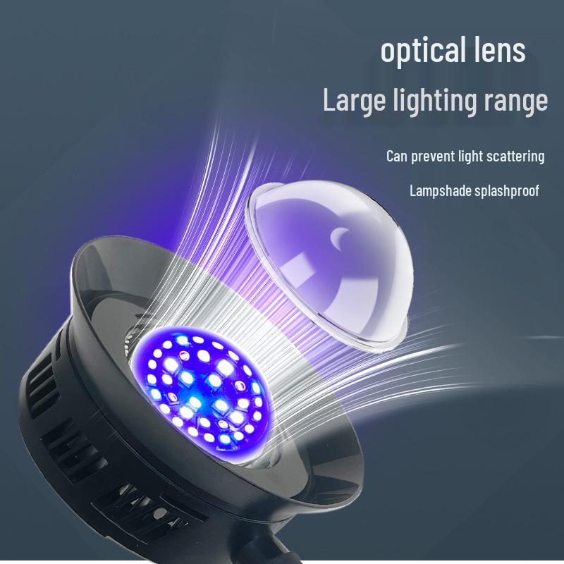 LED Marine Aquarium Light with Dimming and Timer for Saltwater Tanks, Clownfish & Coral, Blue/White Clip-on with Enhanced Blue Light