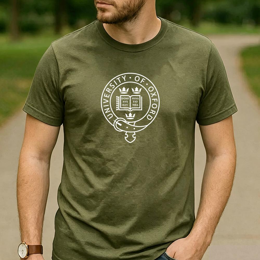 Vintage University of Oxford Circular Crest Aesthetic Graphic T Shirt Unisex Crew Neck Short Sleeve Alumni Gift Top