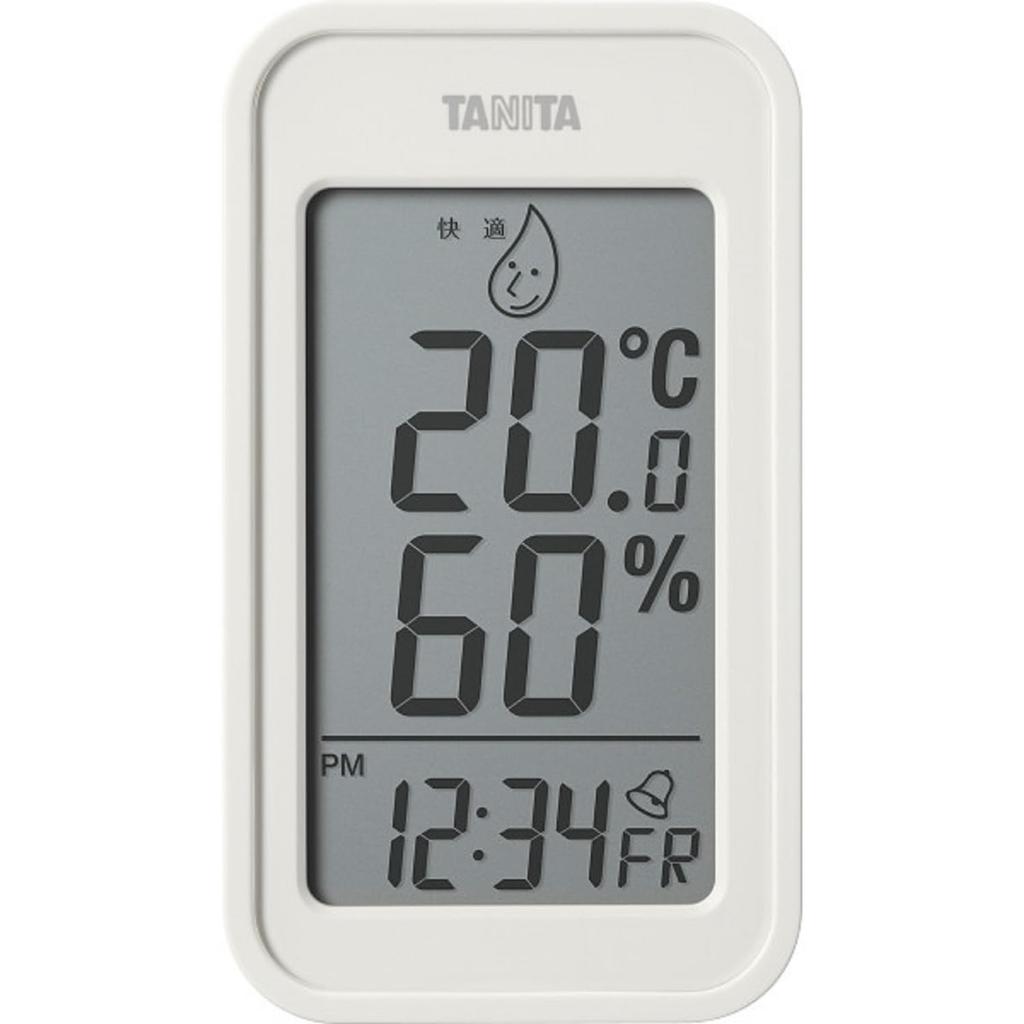 Tanita Large Screen Check Indoor Environment At a Glance Clock Calendar Temperature Humidity Digital Tabletop Ivory Magnet Thermometer/Hygrometer