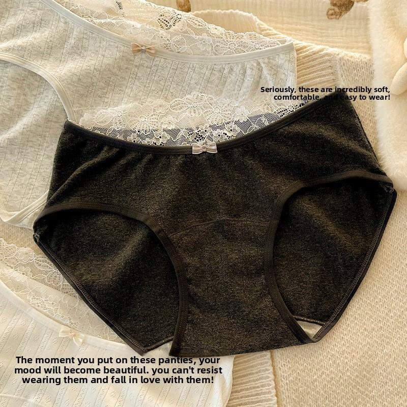 Girls Spring and Autumn Pure Cotton Lace Edge 10A Antibacterial Cotton Crotch Waist Triangle Briefs