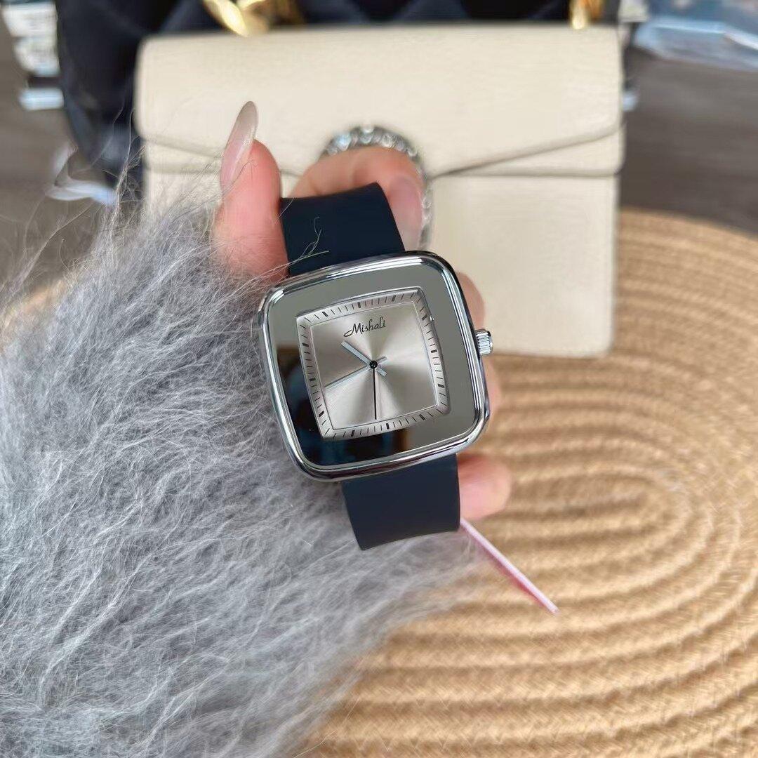 Square silicone tape women s watch large dial simple fashion high sense 24045