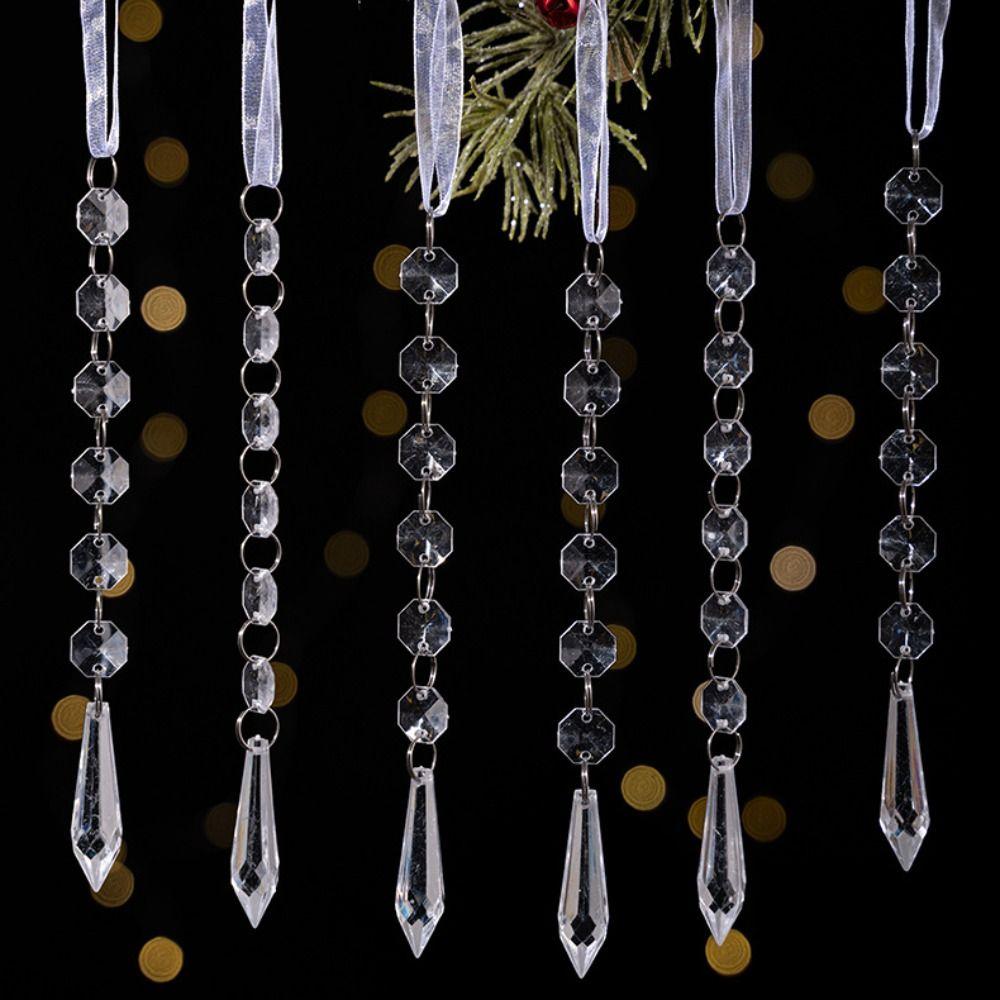 Transparent Christmas Tree Hanging Pendants Snow Beads Star Christmas Decorations  Party Supplies
