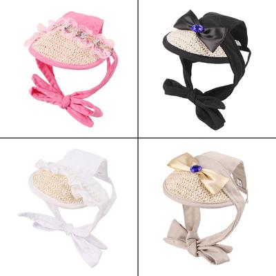 Lace Bow Pet Hat With Ear Holes Summer Outdoor Cute Dog Cat Hat Adjustable Baseball Cap for Small Medium Dogs Cats Pet Supplies