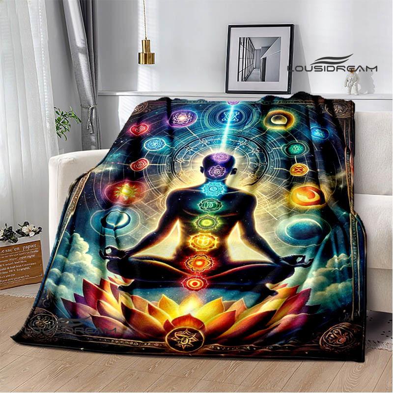 3D Chakra Printed Blankets Warm Flannel Blankets Soft and Comfortable Blanket Bed Linings Blankets for Beds Birthday Gift