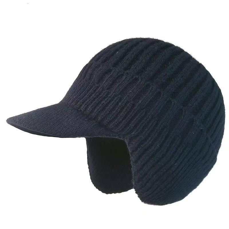 Knitted Winter Hat For Men With Warm Fleece Lining And Earflap Protection For Outdoor Activities