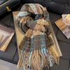 Korean atmosphere Mohair plaid plush scarf women's 1116 autumn and winter warm atmosphere couple scarf