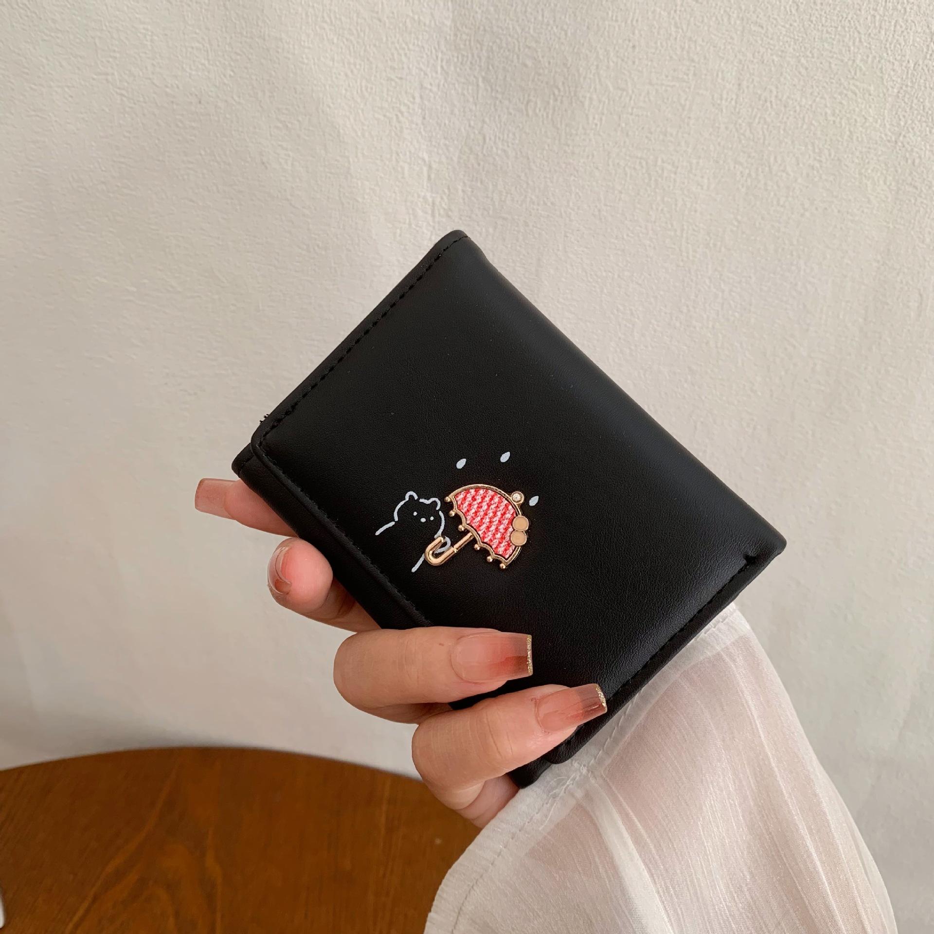 

Новый женский кошелек женский высококлассный короткий кошелек студенческий женский клатч 30% скидка многофункциональный большой вместимости чёрный