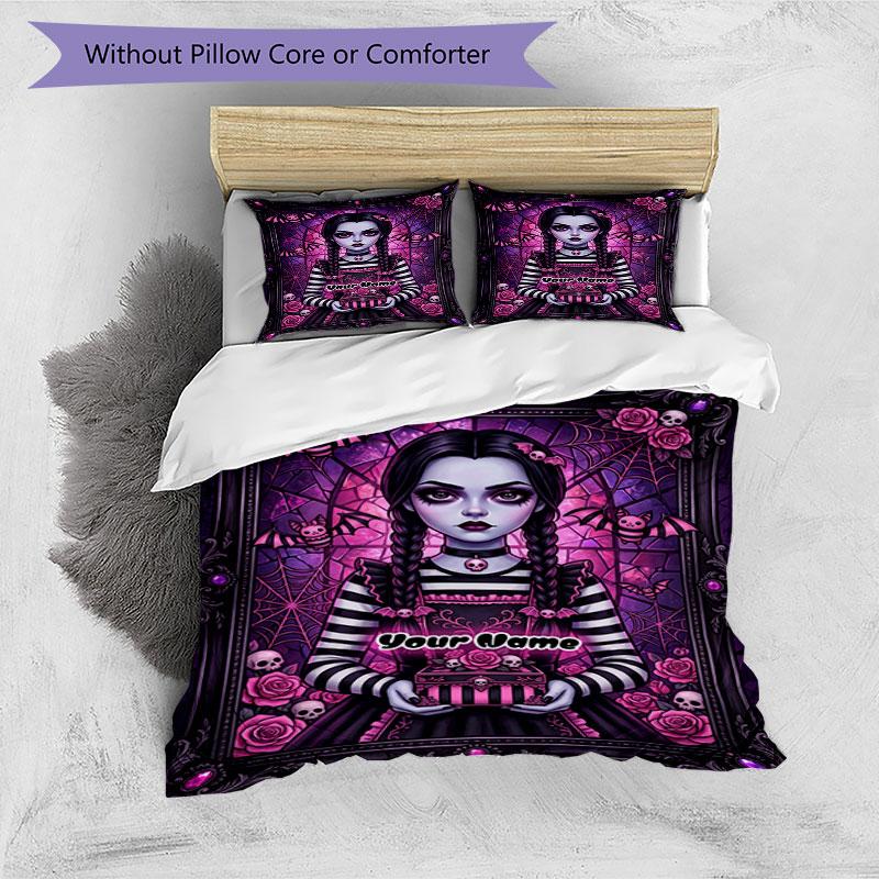 3PC Custom Name Gothic Fantasy Portrait Bedding Set Printed Bedding Set Duvet Cover Closure Includes 1 Duvet Cover & 2 Pillowcases for All Seasons Bed