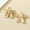 New Fashion Metal Flower Big Hoop Earrings for Women Trendy Large Statement Jewelry Gift