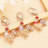 Zodiac Rooster Rhinestone Keychain - Golden Blessings Charm