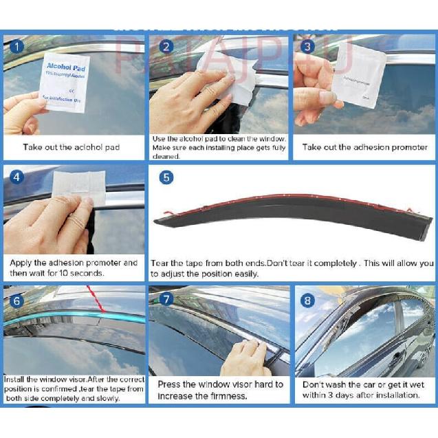 2pcs Sun Rain Vent Deflector Guard Window Visor Tape on External Window Style Acrylic Smoke Tinted Set for Ford for Mustang 2010-2014WD-FM10,Quality