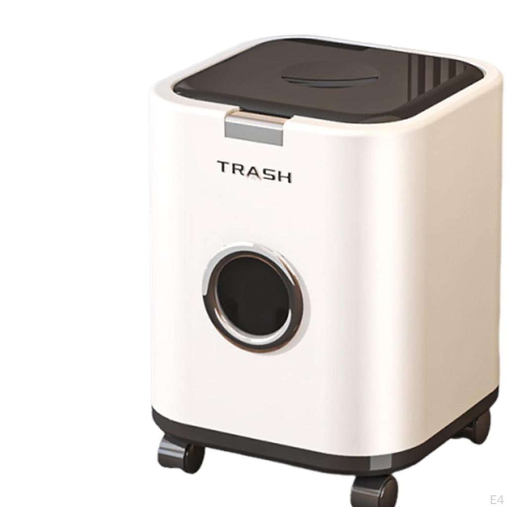 Trash Can Garbage Bin Decorative Modern Paper Basket Movable Wastebasket for Sunroom