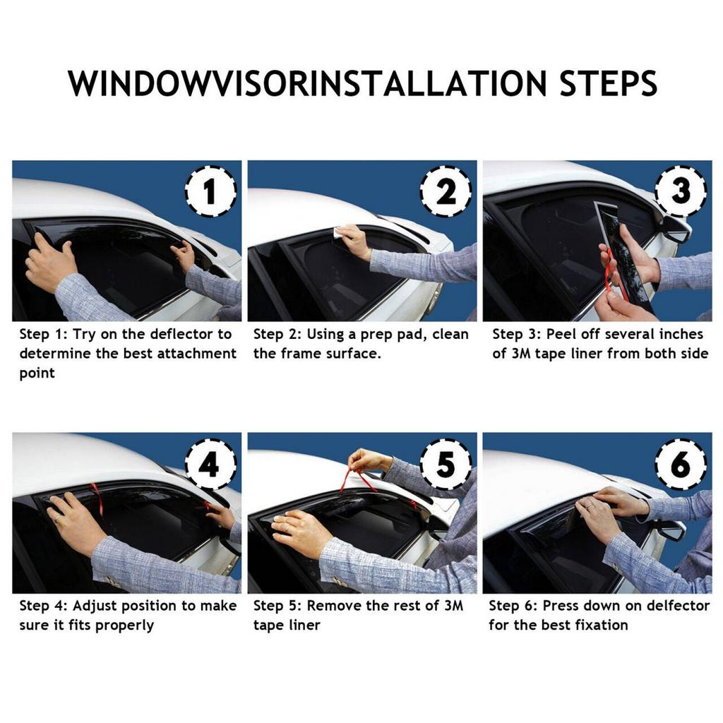 4pcs Black Front Window Wind Rain Sun Deflectors Protector Guard Sheet ABS Plastic For Toyota C-HR 2016-2023