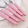 16 Pieces Color Handle Flatware Eating Utensils, Stainless Steel Tableware Rivet ABS Handle Design, Knives Forks Spoons for Home, Service for 4
