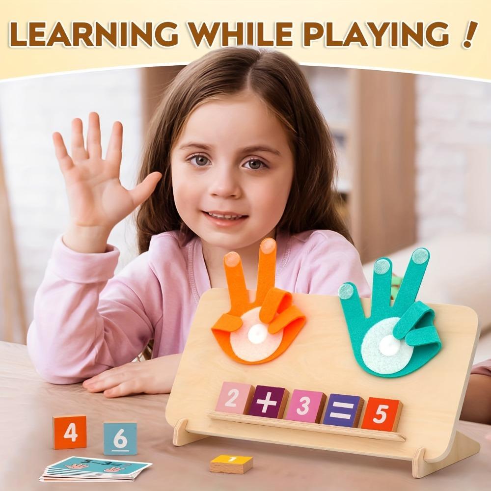 Finger Counting Math Toy, Wooden Math Board Learning Toy, Educational Math Operation Block, Number Counting Building Block
