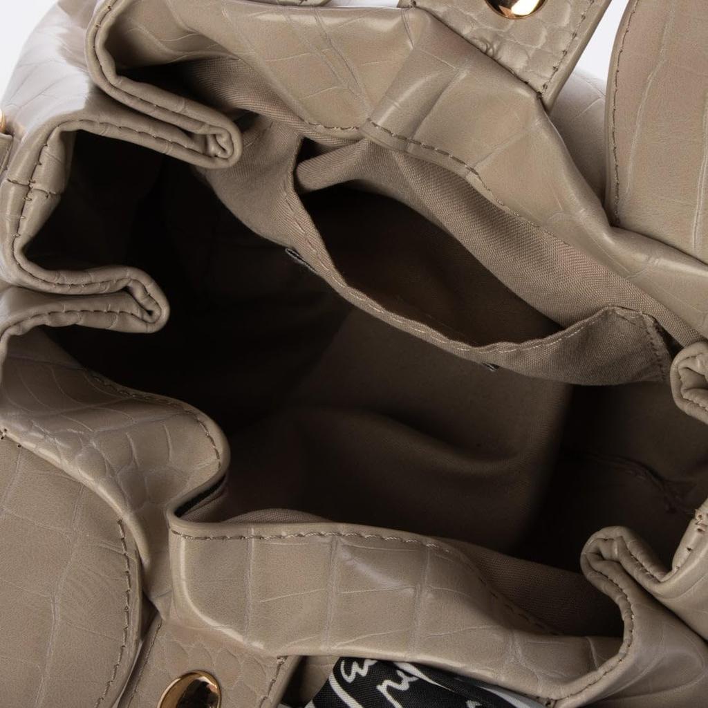 Round Mini Shoulder Bag with Scarf