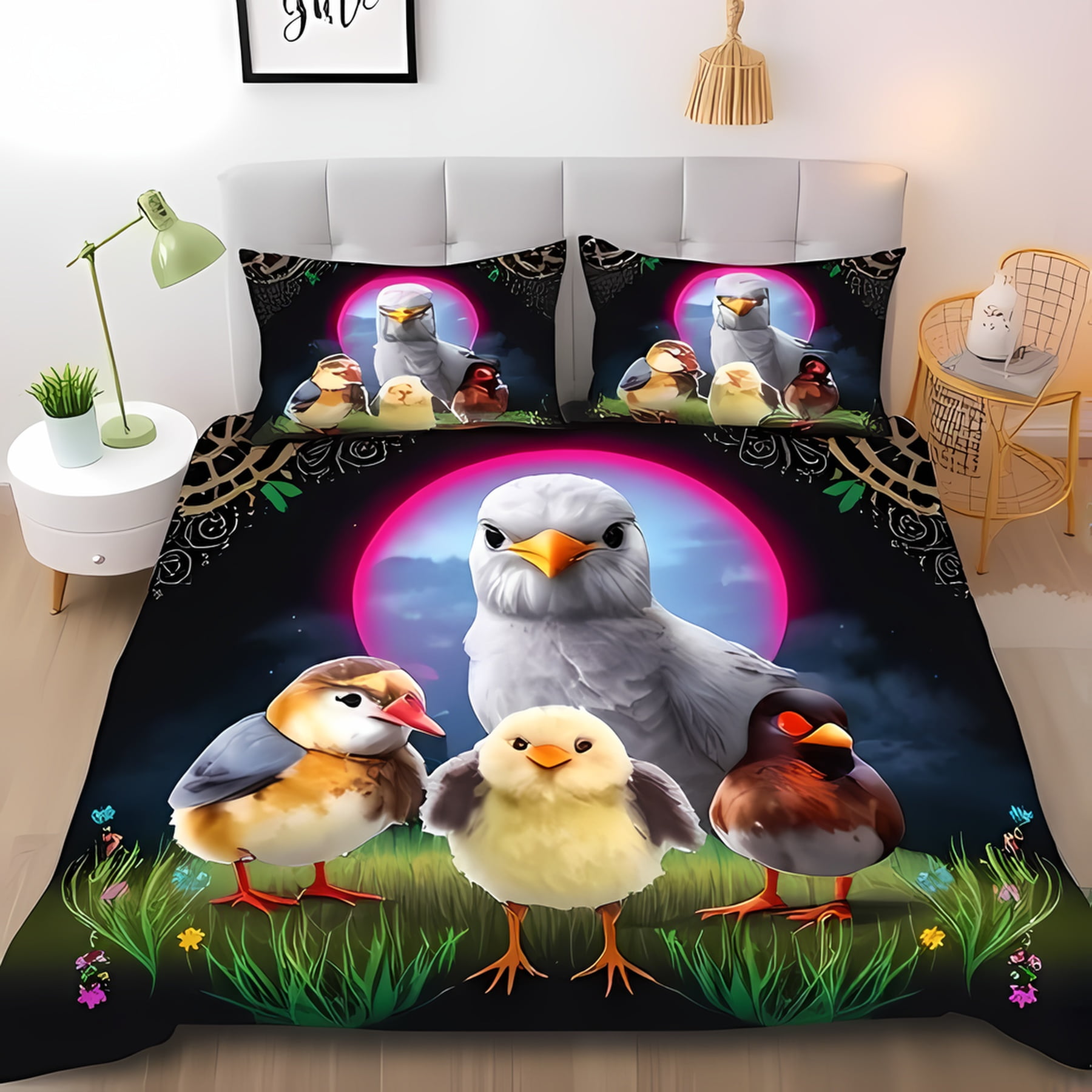 

Vibrant Multicolored Birds Soft Duvet Cover Set Stylish Beding featuring Intricate Floral Design Suitable Children Kids plus Adult Peoples Soft 120*200cm Single