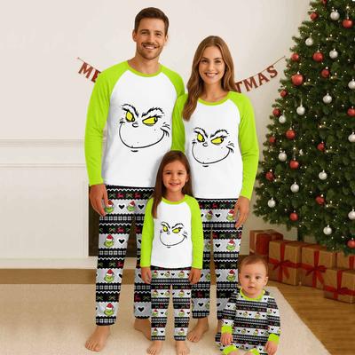 Familienpassende Drucksets Pyjamas Loungewear Outfits Familienpassendes Langarm-Oberteil+Hose Set