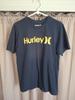 Hurley Blaues Kurzarm-T-Shirt Gelbes Grafik-Logo-Print Größe Medium Unisex-T-Shirt