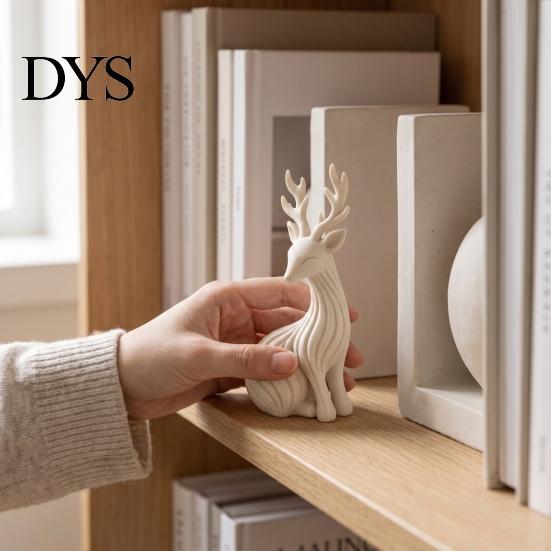 Festive Table Decor for Holiday 3D Printed Reindeer Figurine, Minimalist Sitting Deer Sculpture, Small Animal Figurines Office Christmas Tabletop