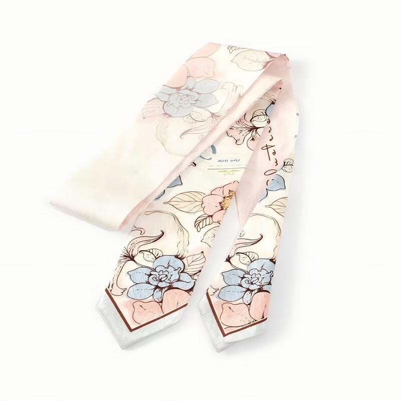 

Сладкий розовый шелковый шарф с камелиями