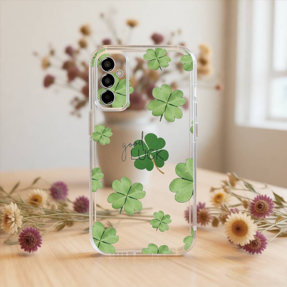 Summer Green Lucky Four-Leaf Clover.jpg Phone Case Transparent Silicone Soft For SamsungA10,12,20,21S,30,31,40,50,51,52,70,71 Samsung a21s