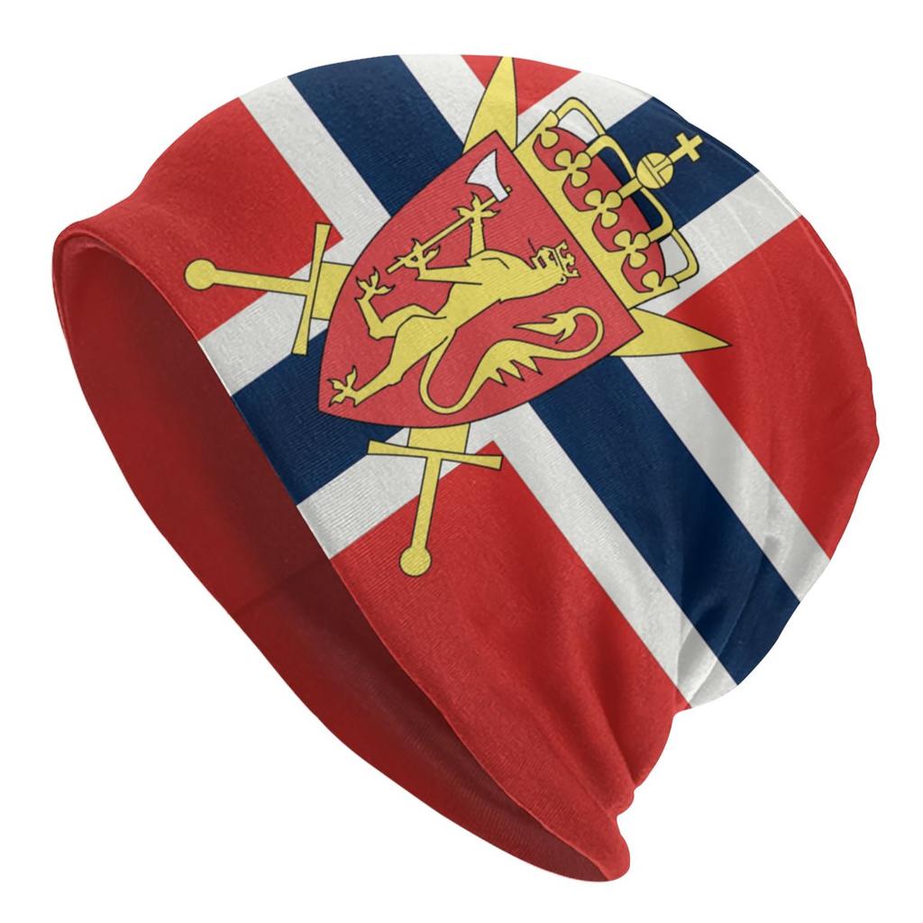 Gorro de punto con diseño de bandera de Noruega para mujer, estilo Hip Hop, para Unisex, cálido de invierno, con diseño de fiordo y montaña, Gorros