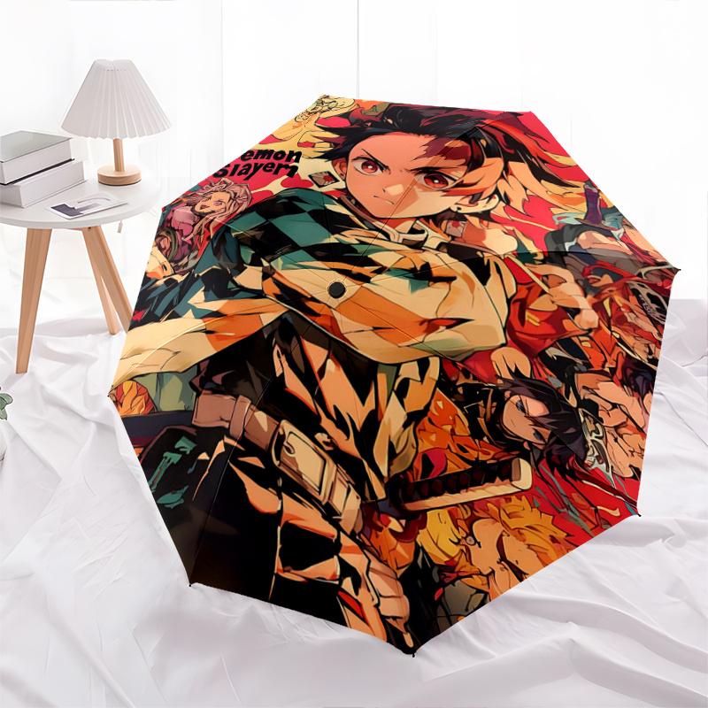 

1pc Demon Slayer Character Automatic Opening and Closing Umbrella - Small Umbrella Suitable for Various Occasions, Portable 3-Fold Small Umbrella for